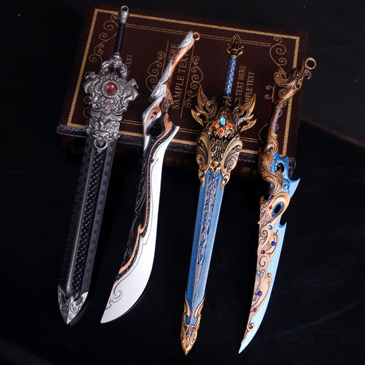 Anime-Inspired Metal Keychain - Unsharpened Sword Model, Perfect for Bags & Desk Decor