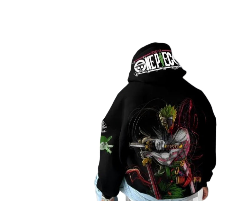 Men's Trend Casual Loose One Piece Luffy Anime Hooded Sweatshirt
