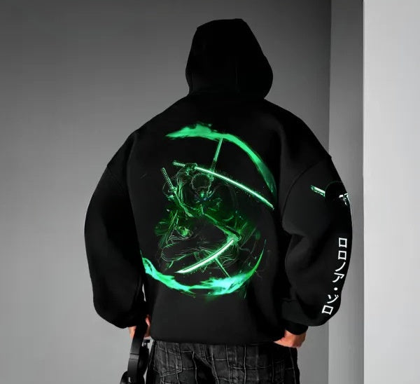 Men's Trend Casual Loose One Piece Luffy Anime Hooded Sweatshirt