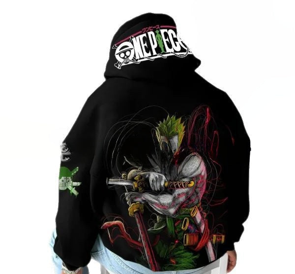 Men's Trend Casual Loose One Piece Luffy Anime Hooded Sweatshirt
